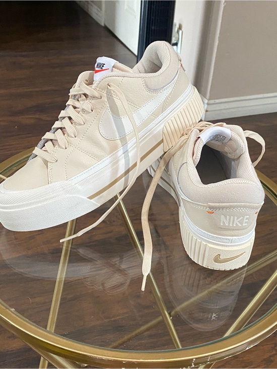 Nike Shoes - Nike Women's Platform Sneakers in Beige and White